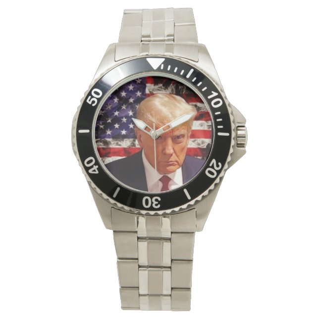 Relógio Donald Trump Patriotic Mugshot Art Watch (Frente)