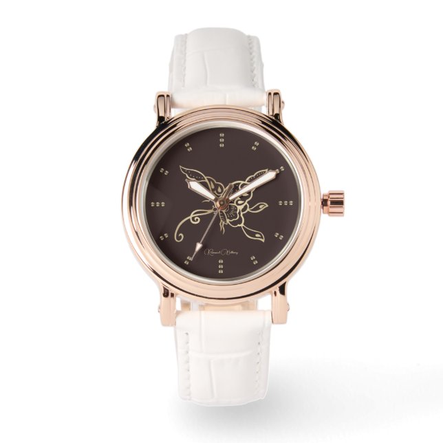 Relógio Dourada borboleta Luxury Watch (Frente)