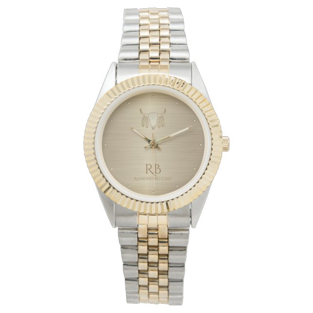 Relógio Dourada Buffalo Skull Luxury Watch (Frente)