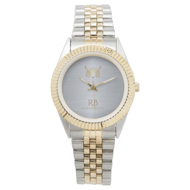 Relógio Dourada Buffalo Skull Silver Metalver Watch (Frente)