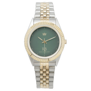 Relógio Dourada Crown Green Metalwatch