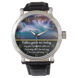 Relógio Dourada Cruz de Fé Cristã com o Pai, guie-me