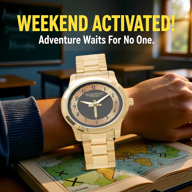 Relógio Dourada Faith Cristã cruza com palavras engraçadas (Criador carregado)