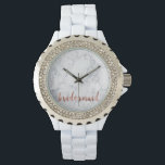 Relógio dourada-rosa-dourada-dourada-dourada-dourada-doura<br><div class="desc">Marble branco moderno e moderno e moderno e madrinha rosa de ouro falso design.</div>
