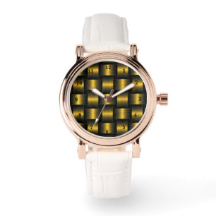 Relógio Dourada trava preta do Ouro de observação