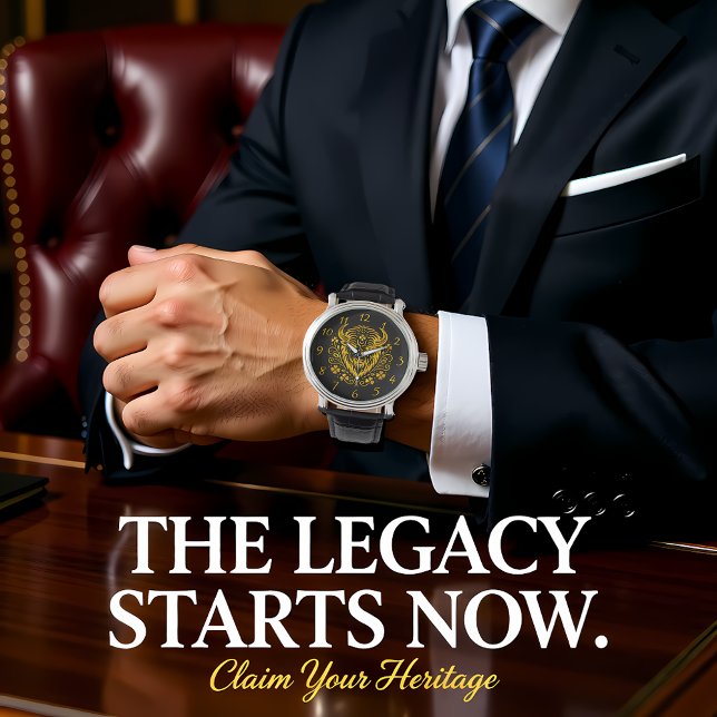 Relógio Dourado bison com Design Floral (Criador carregado)