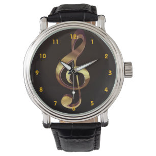 Relógio Dourado da música do Clef de triplo