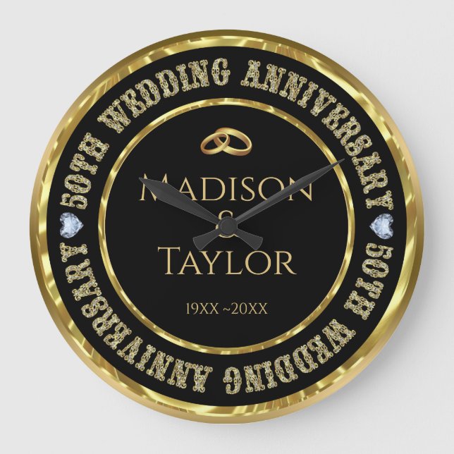 Relógio Dourado de 50 anos Grande Anéis (Frente)