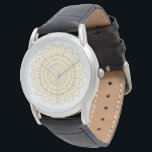 Relógio Dourado no padrão obrigatório do ornamentado branc<br><div class="desc">Dourado padrão de mandala de ornamentado sobre fundo branco. Por favor,  entre em contato comigo se precisar de uma combinação de cores diferente.</div>