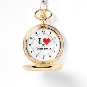 Relógio Dourado Pocket Watch - Custom I Heart