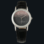 Relógio Dourado Rosa Bege Brilho Monograma Escrito Feminin<br><div class="desc">Preto e Dourado Rosa - Brilho Rosa Corado Glitter Monograma de Nome Relógio. Isso torna o presente perfeito para formatura,  aniversário,  casamento,  chá de noiva,  aniversário de casamento,  chá de bebê ou festa de despedida de solteira para alguém que ama luxo e estilos chiques.</div>