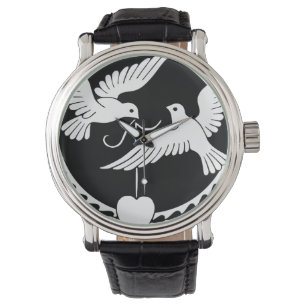 Relógio Doves Heart Dance Peace Love Party Destiny