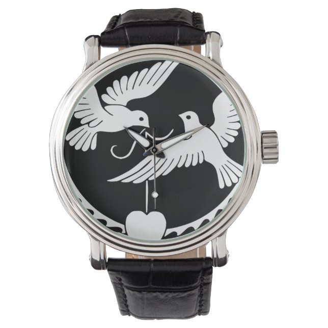 Relógio Doves Heart Dance Peace Love Party Destiny (Frente)