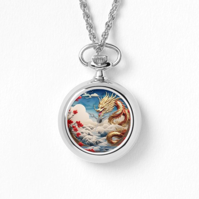 Relógio Dragão para respiração de incêndio, balanças verme (Frente)