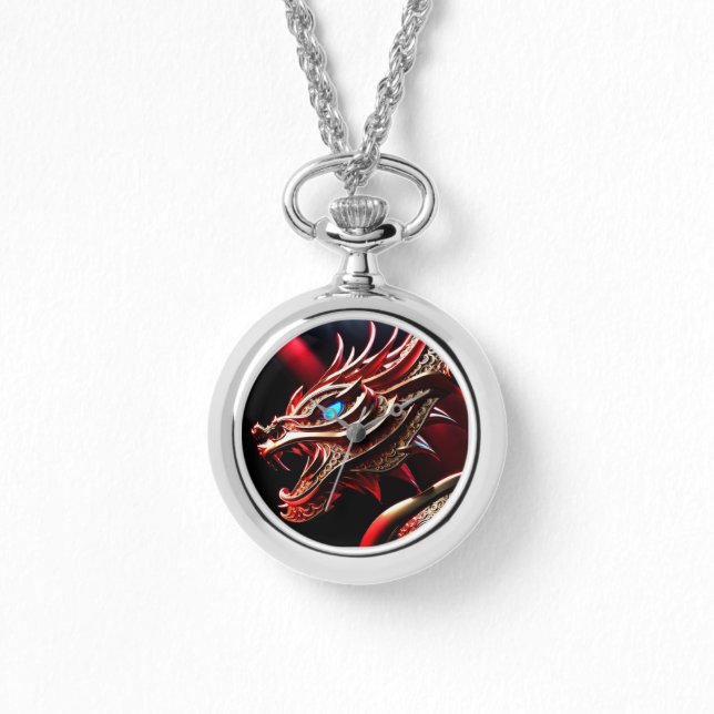 Relógio Dragão para respiração de incêndio, balanças verme (Frente)