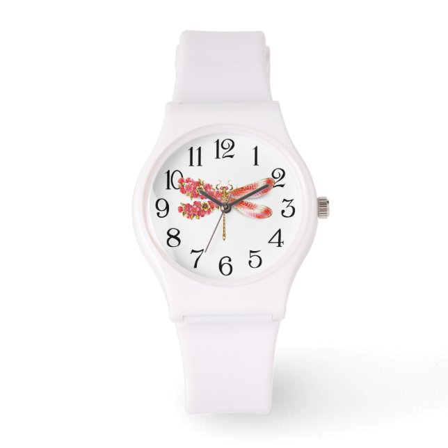 Relógio Dragonfly com joalheria sakura (Frente)