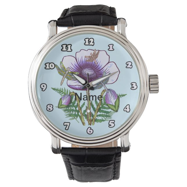 Relógio Dragonfly Purple Poppy Watch (Frente)