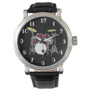 Relógio Drummer Musical do Kit de Tambor Rock & Roll