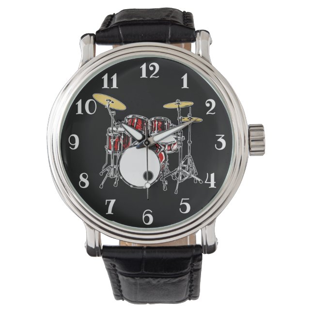 Relógio Drummer Musical do Kit de Tambor Rock & Roll (Frente)