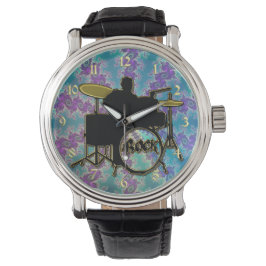 Relógio Drummer Musical e Blue Green Fractal Star Watch