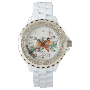 Relógio Duas Pássaros em uma Ramificação de Flor