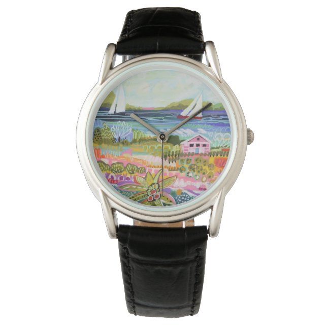 Relógio Duas veleiras e algodão (Frente)