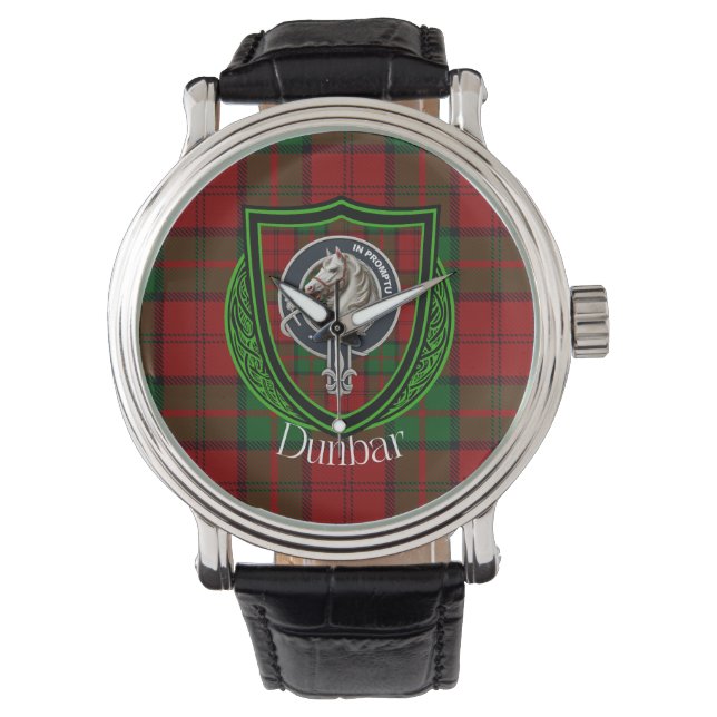 Relógio Dunbar Scottish Clan Tartan & Crest (Frente)