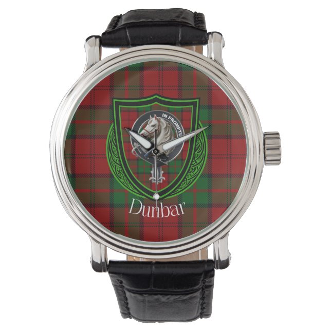 Relógio Dunbar Scottish Clan Tartan e Crest (Frente)