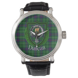 Relógio Duncan Scottish Clan Tartan e Crest