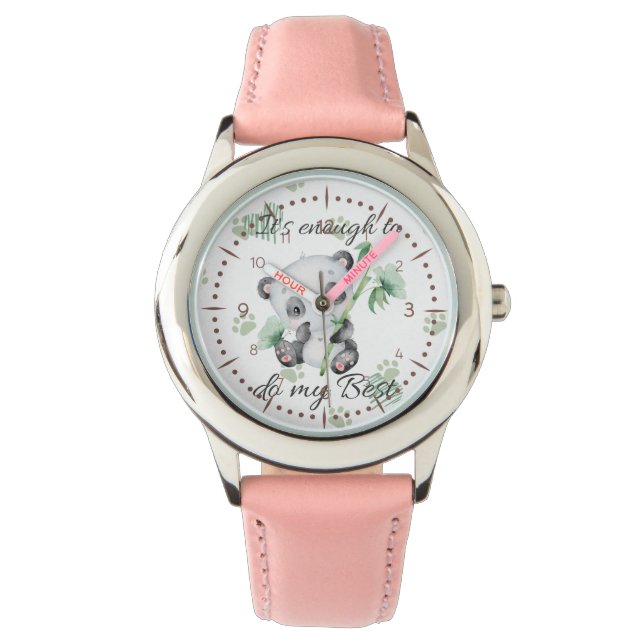 Relógio É suficiente | Afirmações de Cute | Panda (Frente)