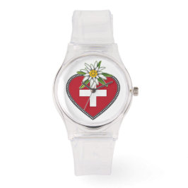Relógio Edelweiss Heart Swiss Flag Watch