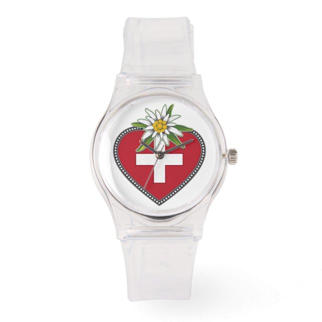 Relógio Edelweiss Heart Swiss Flag Watch (Frente)