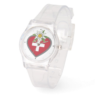 Relógio Edelweiss Heart Swiss Flag Watch