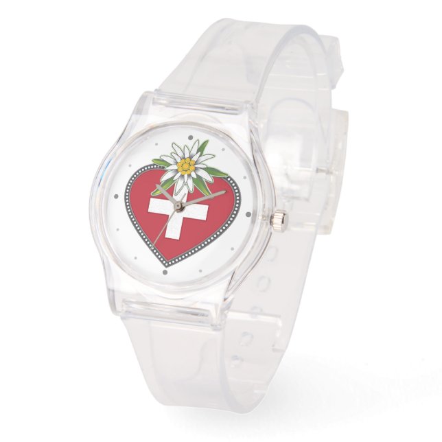 Relógio Edelweiss Heart Swiss Flag Watch (Ângulo)