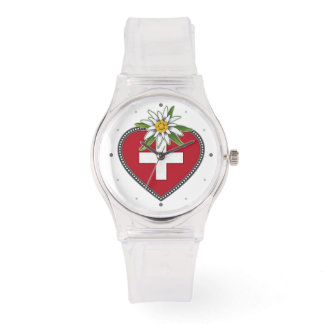 Relógio Edelweiss Heart Swiss Flag Watch