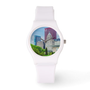 Relógio Edifícios Em Chicago