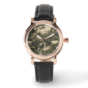 Relógio Elegância Botânica - Cisne na Floresta