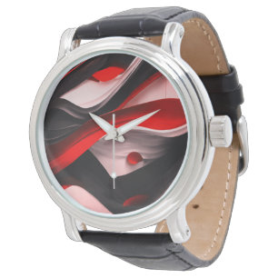 Relógio Elegância moderna abstrato Black & Red Design para