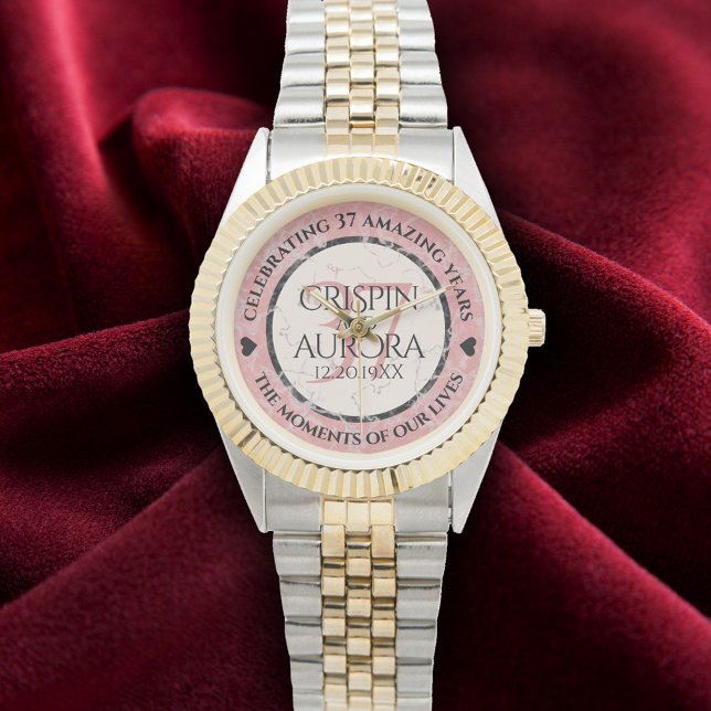 Relógio Elegant 37th Alabaster Wedding Anniversary (Elegant 37th Alabaster Wedding Anniversary Wristwatch Cover Photo)