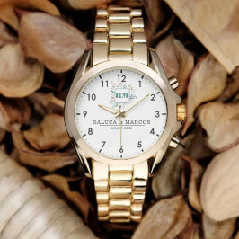 Relógio Elegant Boho Floral Monogram Couple’s Name 