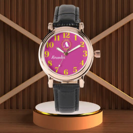 Relógio Elegant Floral Monogram Women’s Name