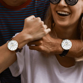 Relógio Elegant Initials White and black Luxury Monogram