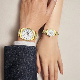 Relógio Elegant Initials White and black Luxury Monogram