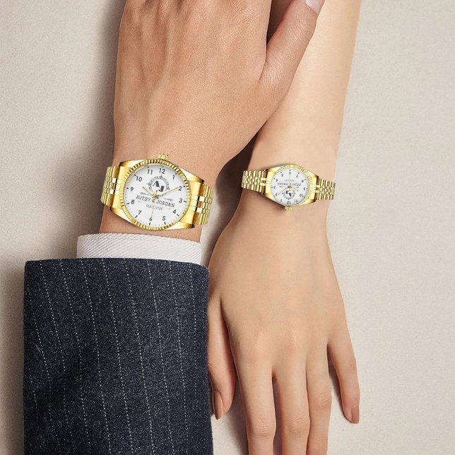 Relógio  Elegant Initials White and black Luxury Monogram (Criador carregado)