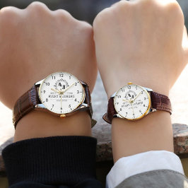 Relógio Elegant Initials White black Luxury Monogram