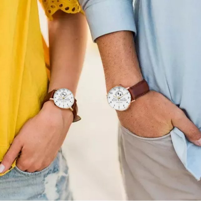 Relógio  Elegant Initials White Luxury Vintage Monogram (Criador carregado)