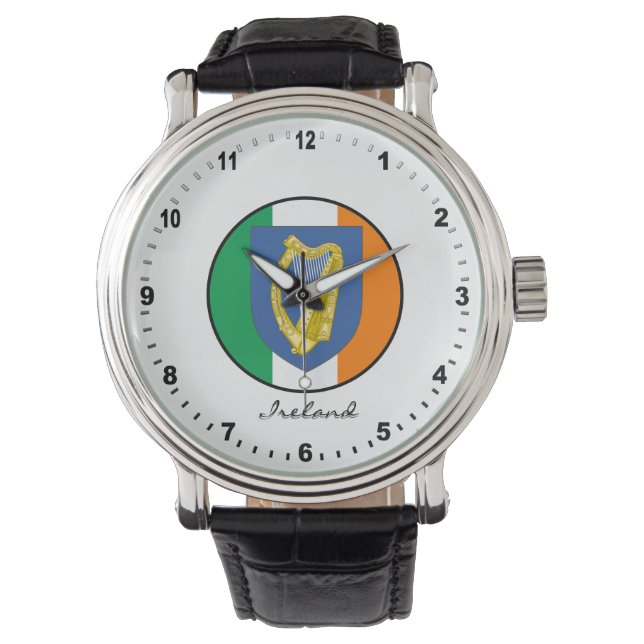 Relógio Elegant Ireland Watch & Irish Flag / Ruas. Patrick (Frente)