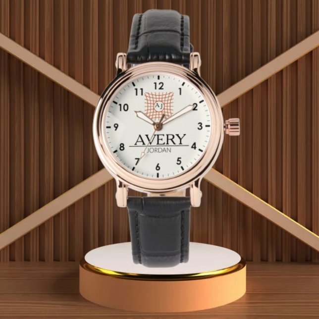 Relógio Elegant Luxury Monogram custom name (Criador carregado)