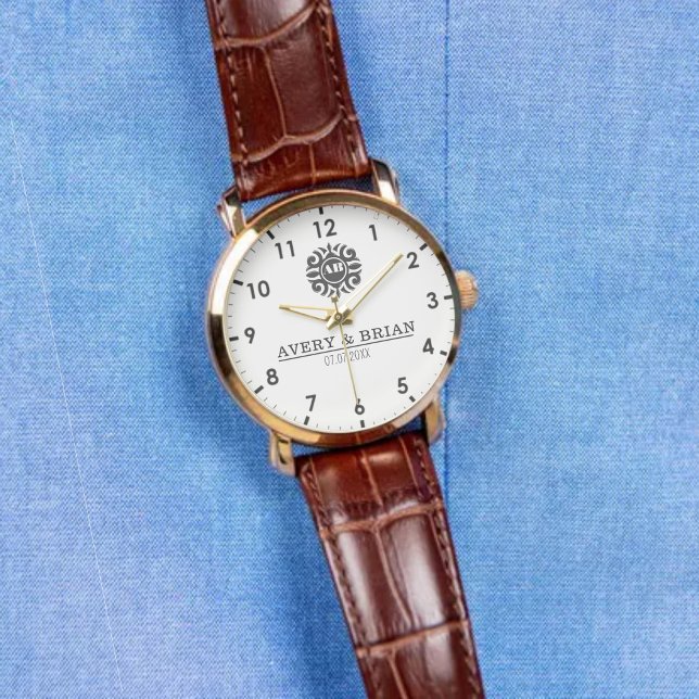 Relógio Elegant Luxury  monogram initials names (Criador carregado)