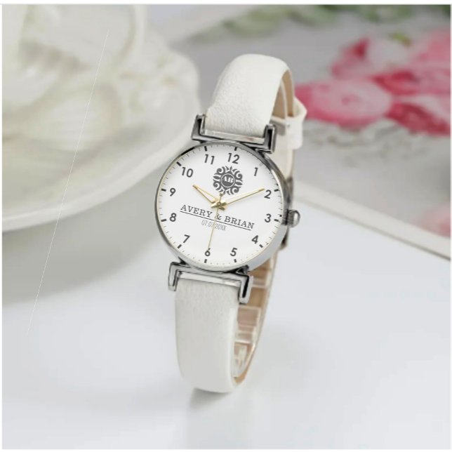 Relógio Elegant Luxury  monogram initials names (Criador carregado)